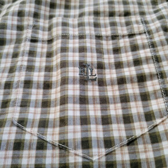 Vintage Ralph Lauren Plaid Button Front Shirt Brown Green Medium, Womens - Picture 5 of 11
